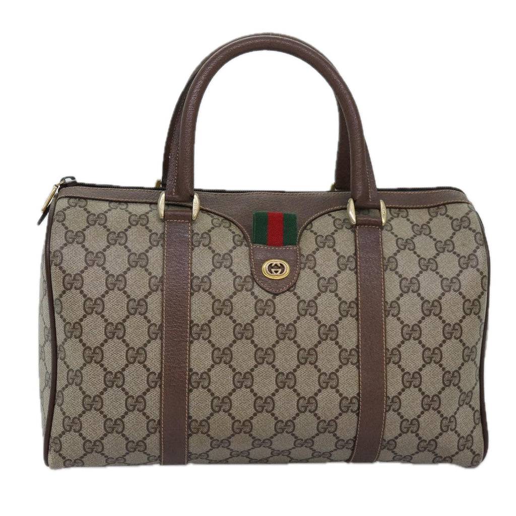 GUCCI GG Supreme Web Sherry Line Hand Bag PVC Beige Red 000 904 2007 73866