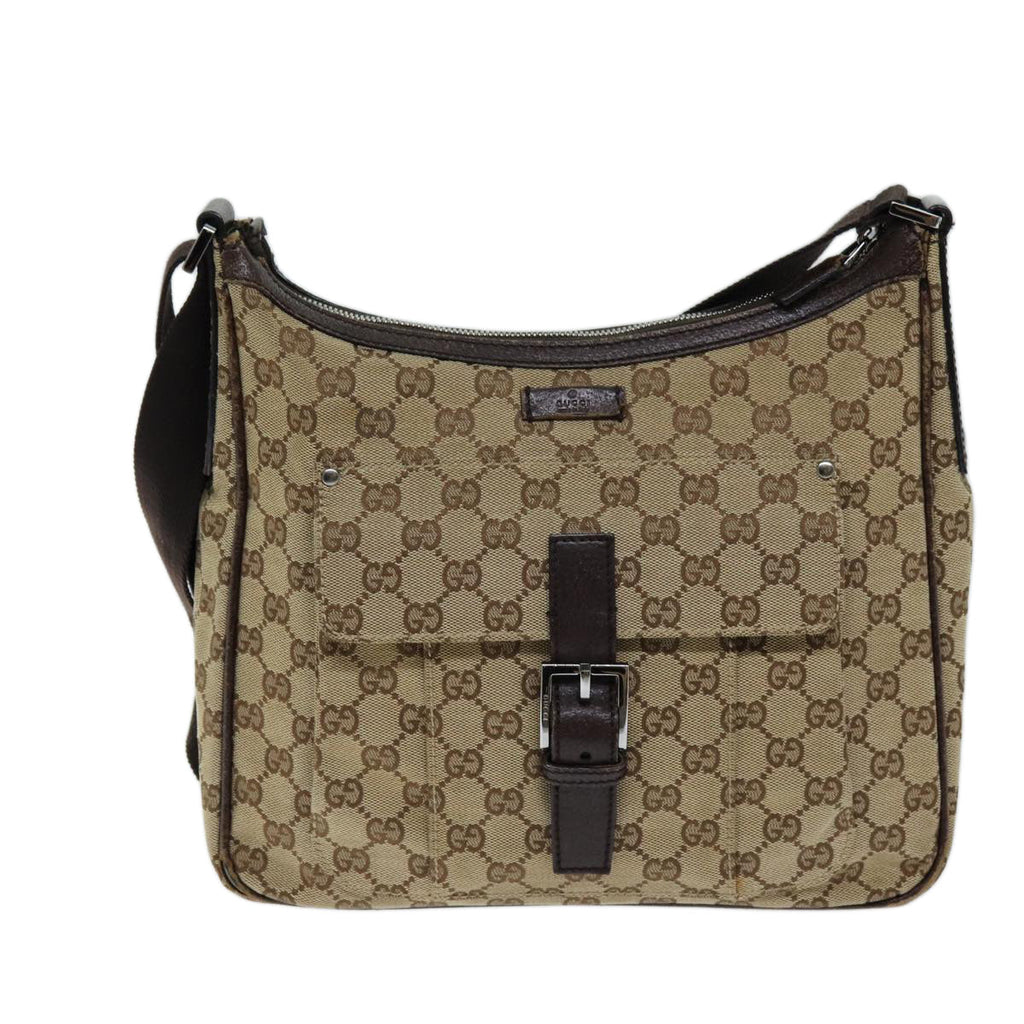GUCCI GG Canvas Shoulder Bag Beige 114272 73889