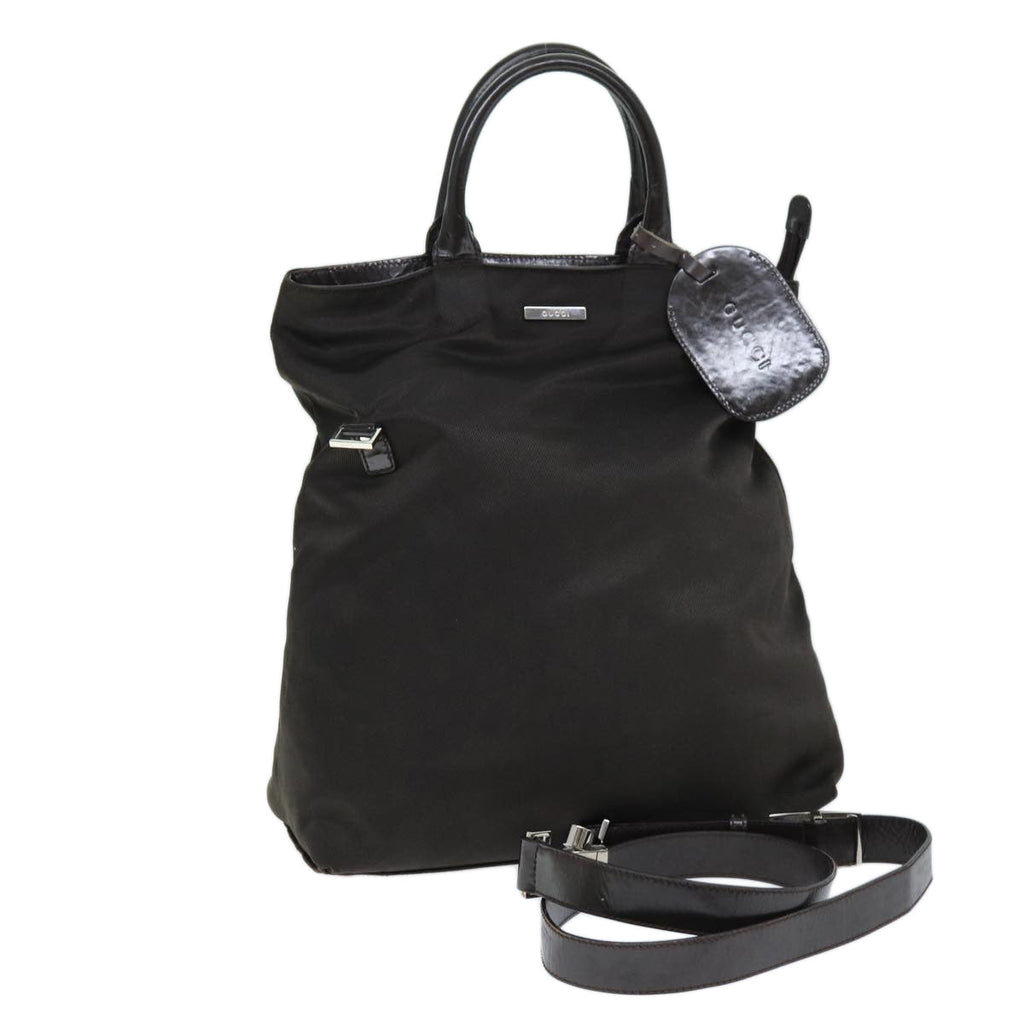 GUCCI Tote Bag Nylon 2way Brown 019 0283 73893