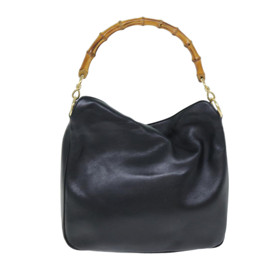 GUCCI Bamboo Shoulder Bag Leather 2way Black 001 1998 1638 73901