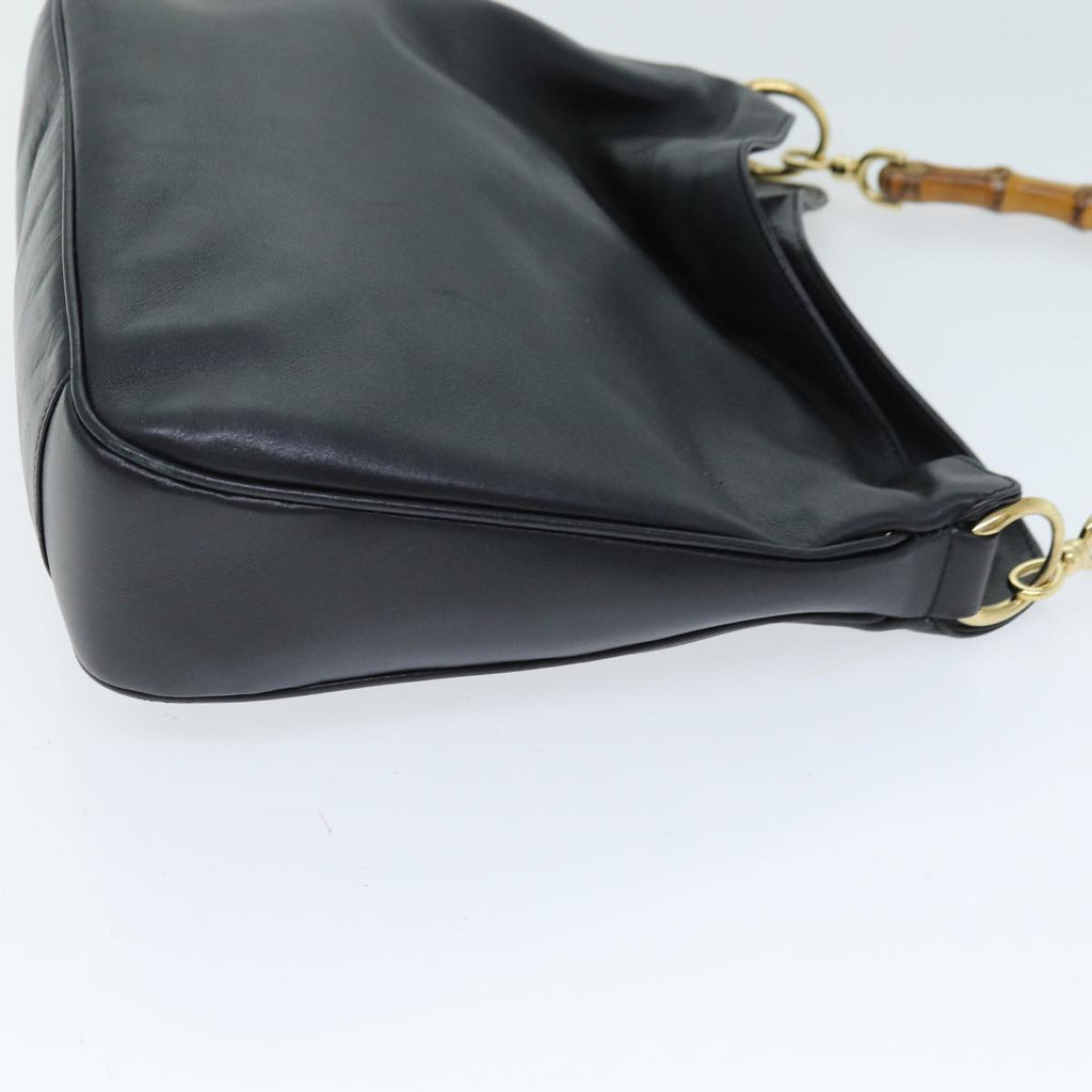 GUCCI Bamboo Shoulder Bag Leather 2way Black 001 1998 1638 73901