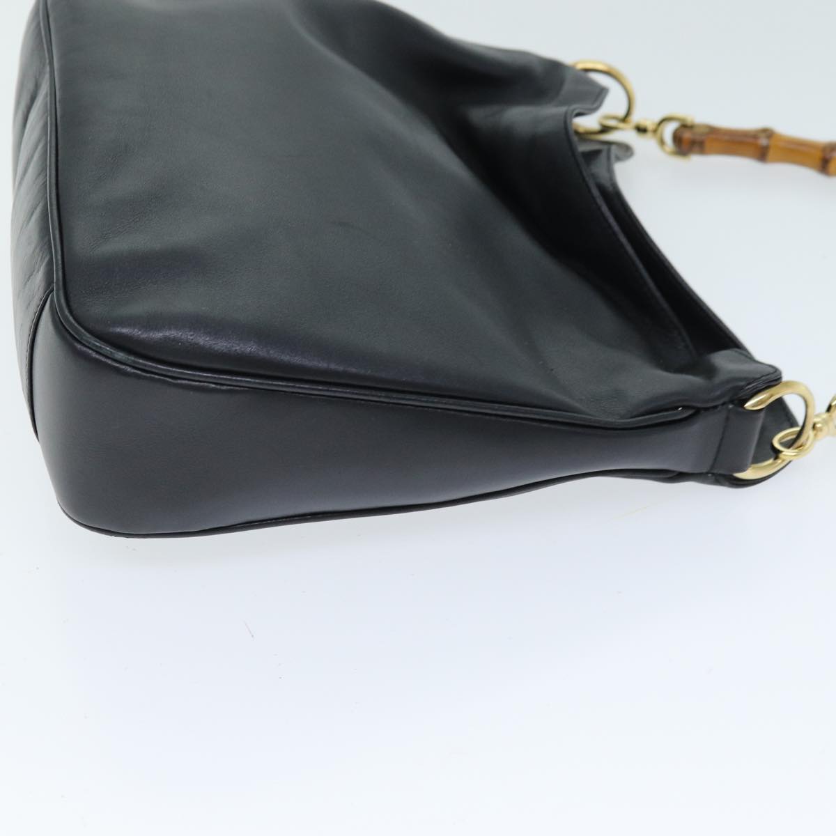 GUCCI Bamboo Shoulder Bag Leather 2way Black 001 1998 1638 73901