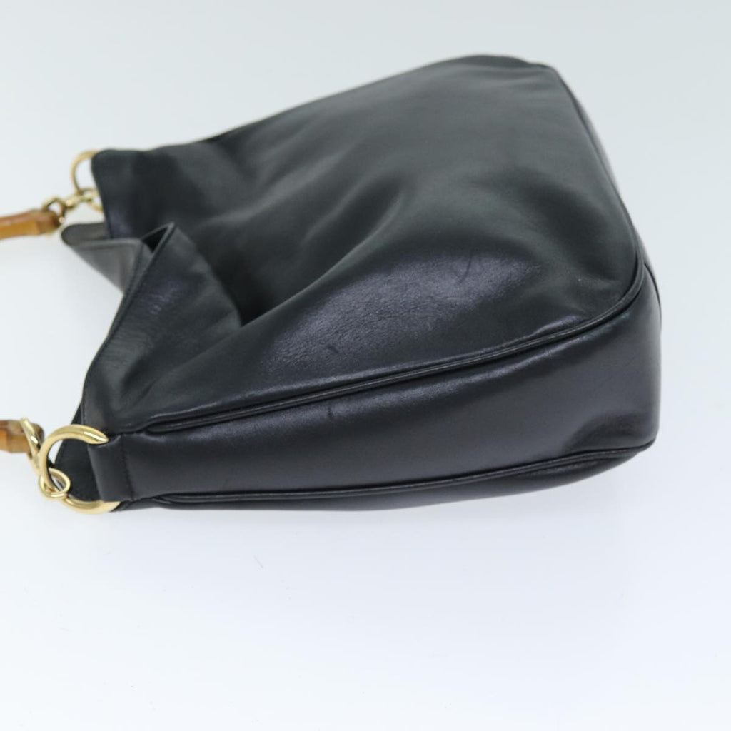 GUCCI Bamboo Shoulder Bag Leather 2way Black 001 1998 1638 73901