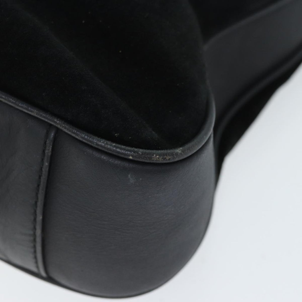 GUCCI Bamboo Shoulder Bag Suede Black 001 1014 1638 73912