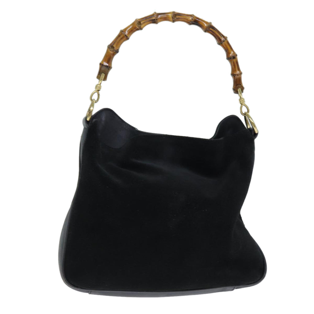 GUCCI Bamboo Shoulder Bag Suede Black 001 1014 1638 73912