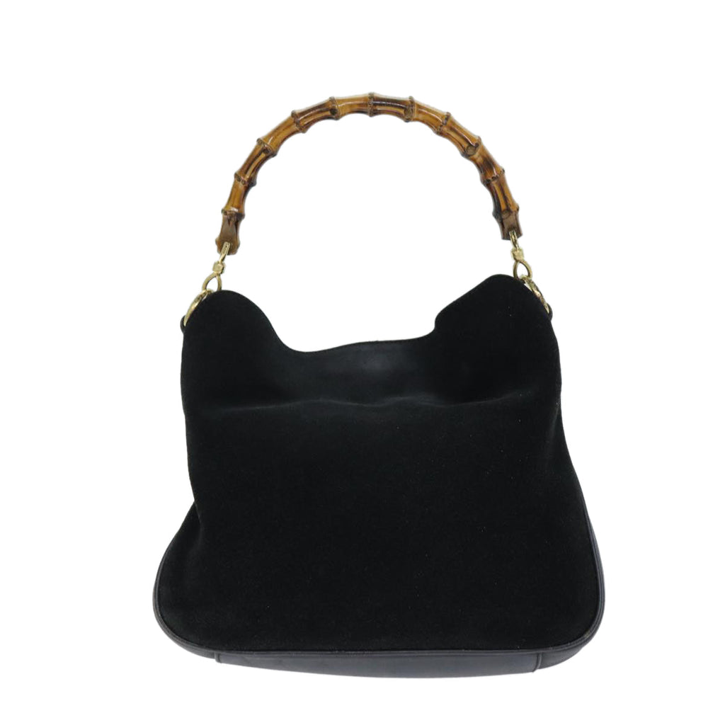 GUCCI Bamboo Shoulder Bag Suede Black 001 1014 1638 73912