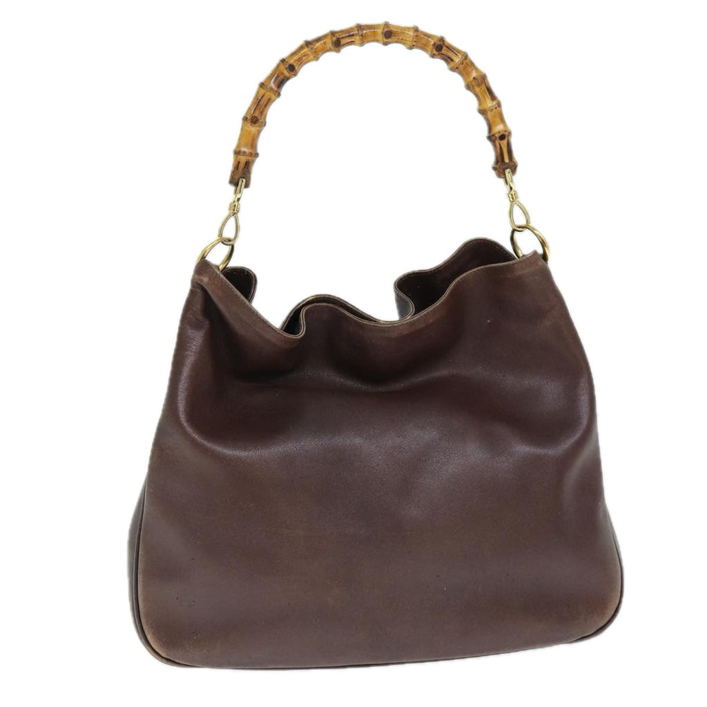 GUCCI Bamboo Shoulder Bag Leather Brown 73913