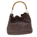 GUCCI Bamboo Shoulder Bag Leather Brown 73913