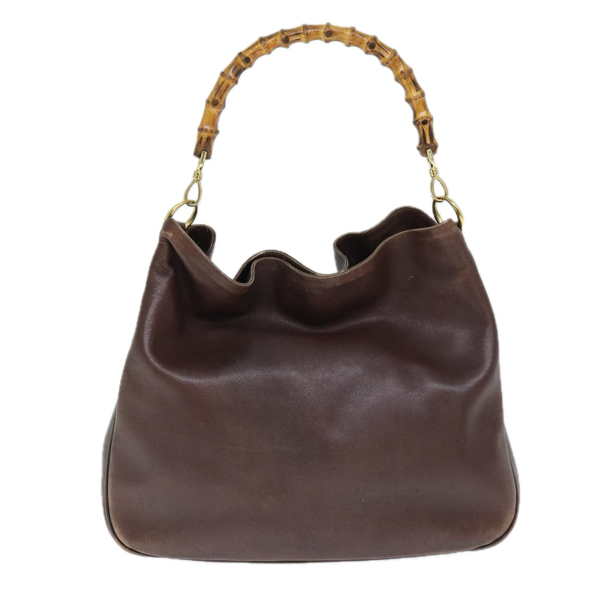 GUCCI Bamboo Shoulder Bag Leather Brown 73913