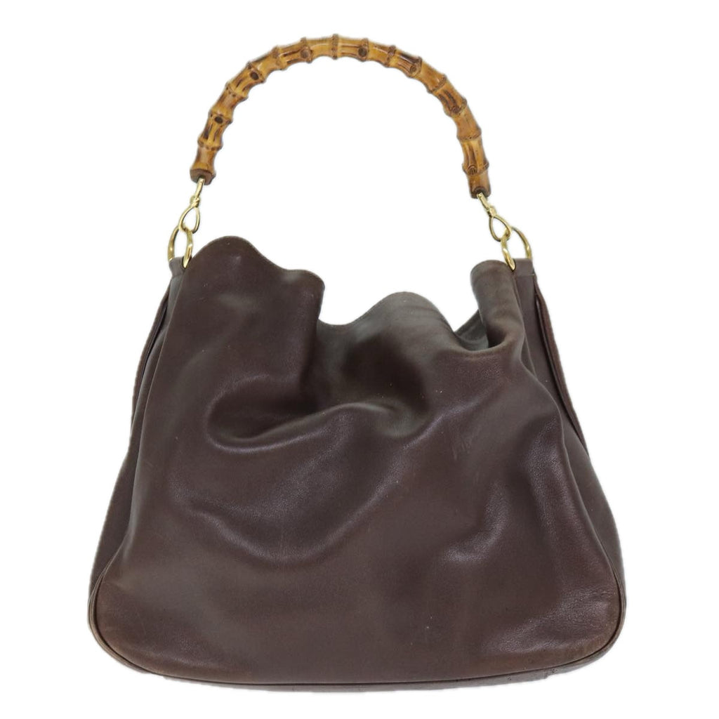 GUCCI Bamboo Shoulder Bag Leather Brown 73913