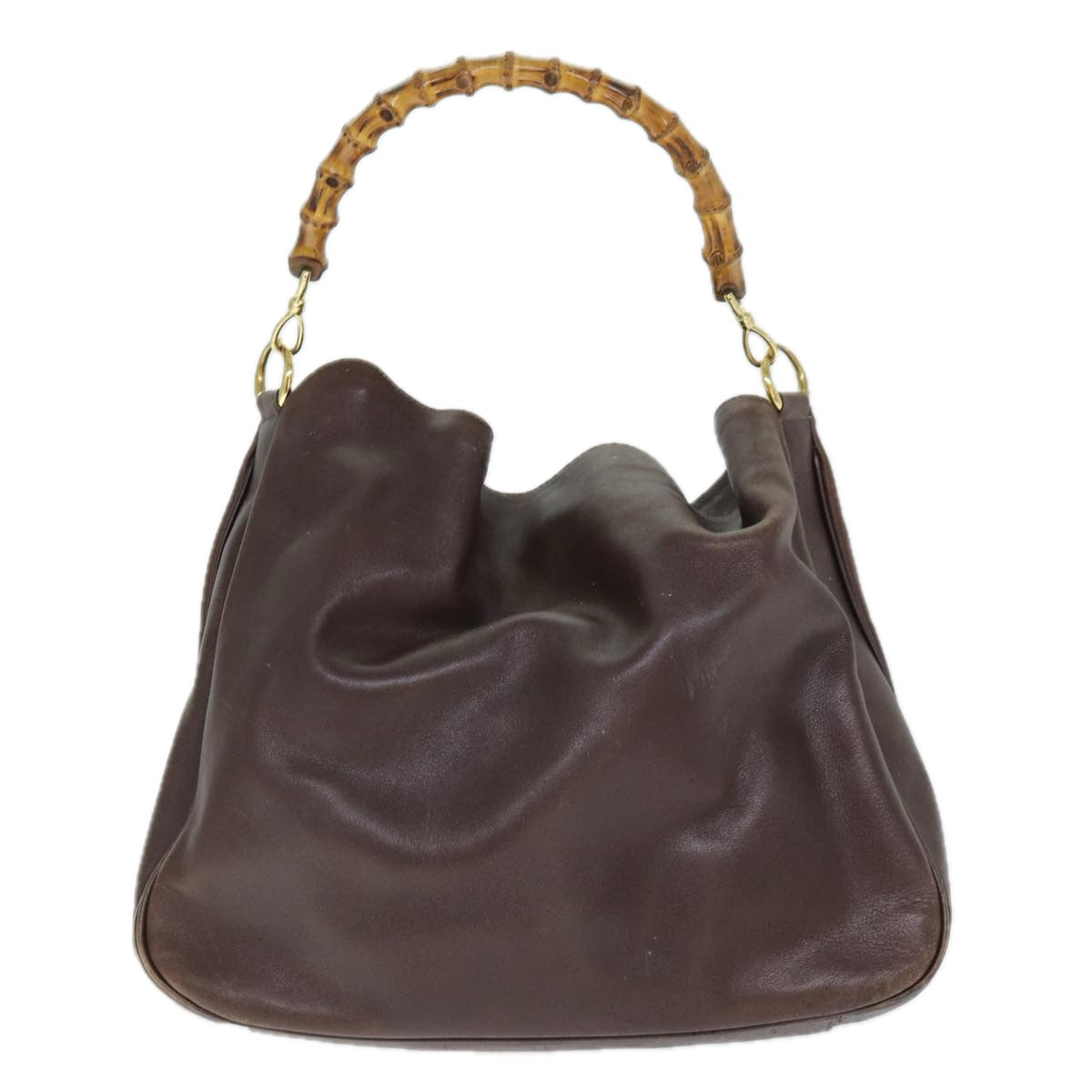 GUCCI Bamboo Shoulder Bag Leather Brown 73913