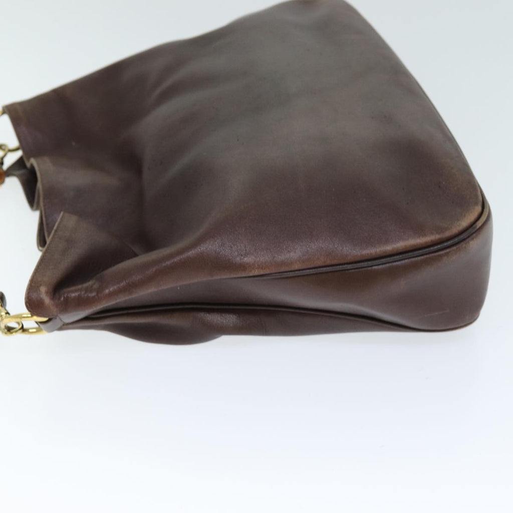 GUCCI Bamboo Shoulder Bag Leather Brown 73913