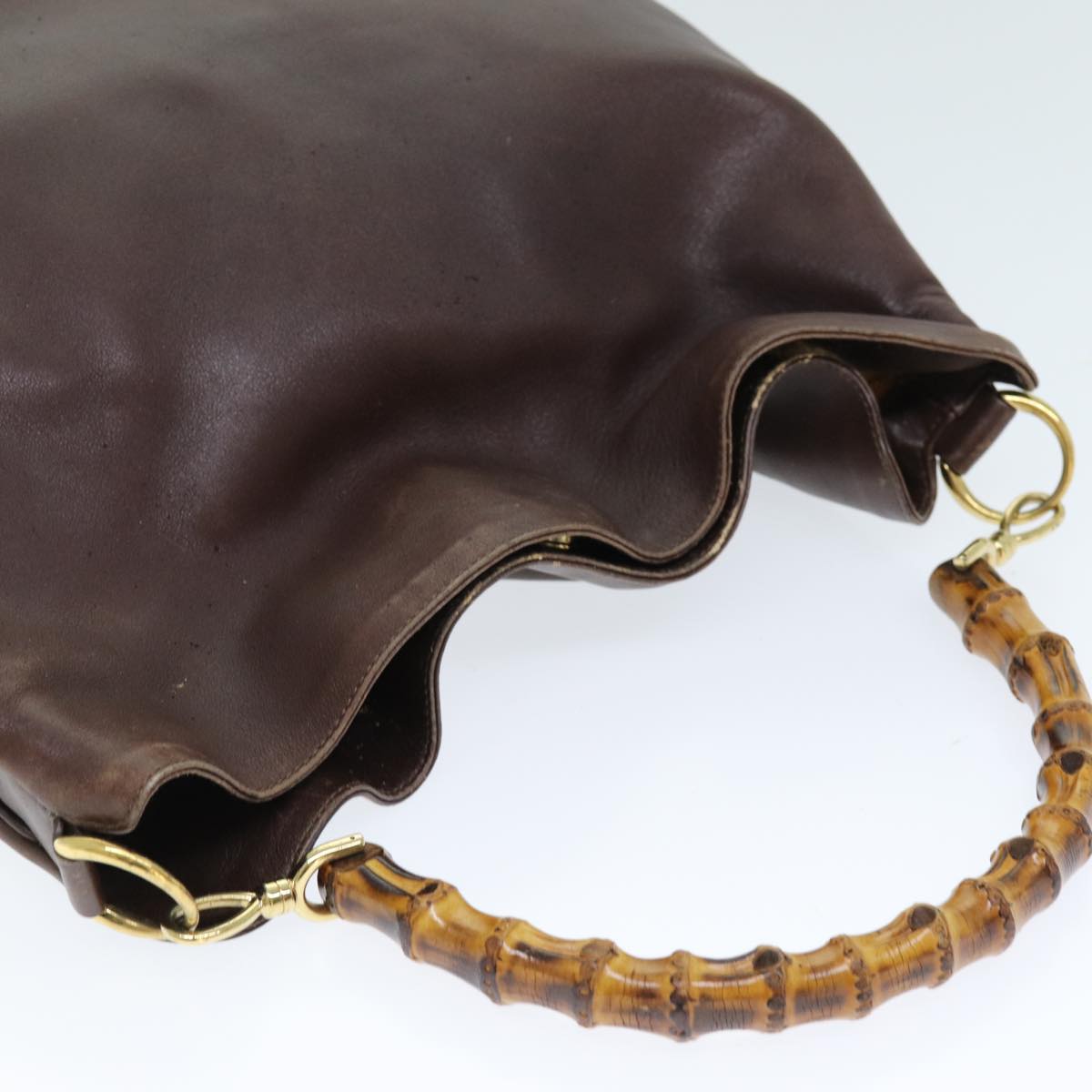 GUCCI Bamboo Shoulder Bag Leather Brown 73913