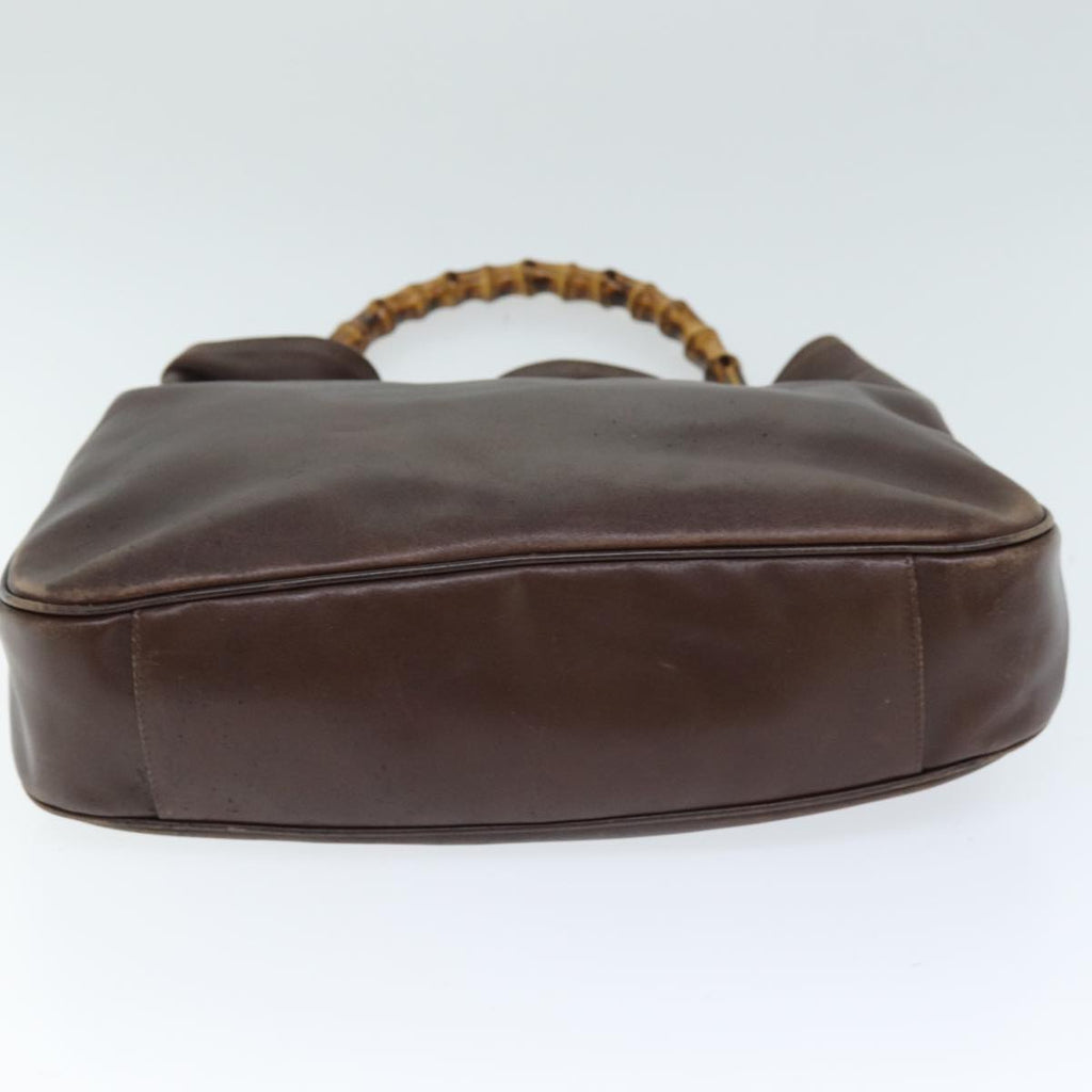 GUCCI Bamboo Shoulder Bag Leather Brown 73913