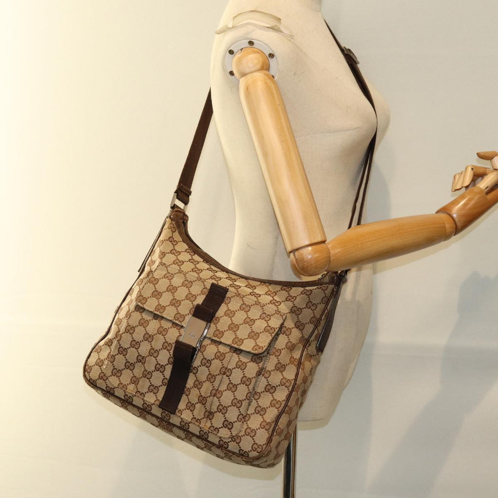 GUCCI GG Canvas Shoulder Bag Beige 131211 73982