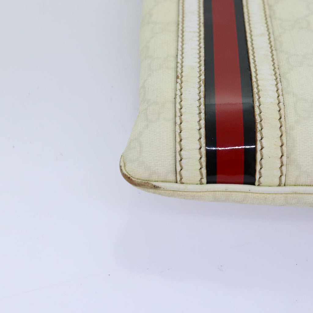 GUCCI GG Canvas Sherry Line Shoulder Bag PVC White Red Navy 153244 73983