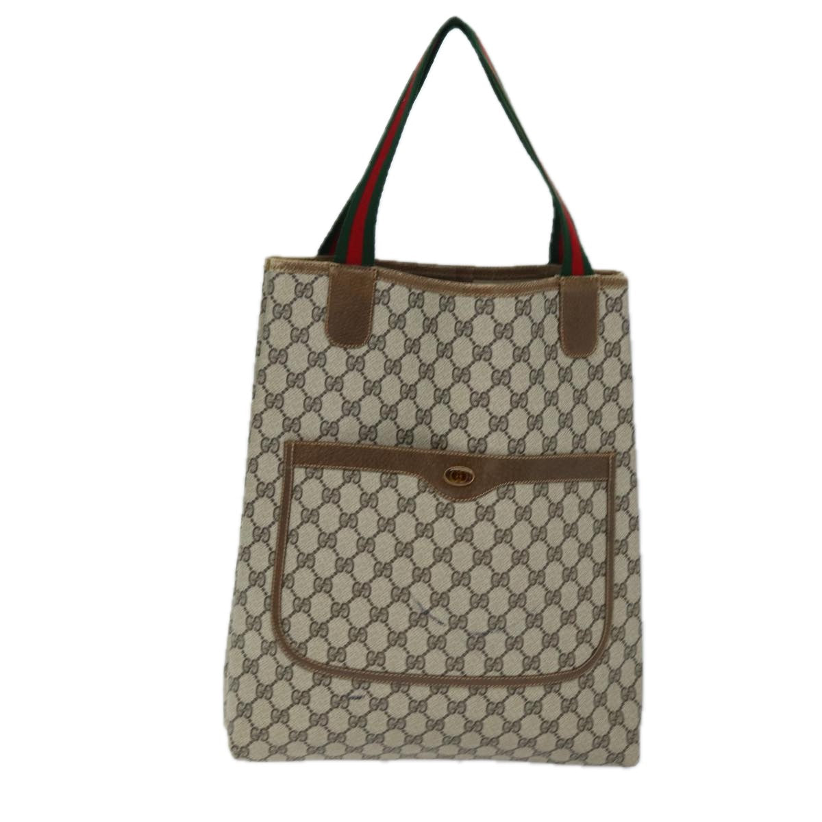 GUCCI GG Supreme Web Sherry Line Tote Bag Beige Red Green 001 080 494 73985