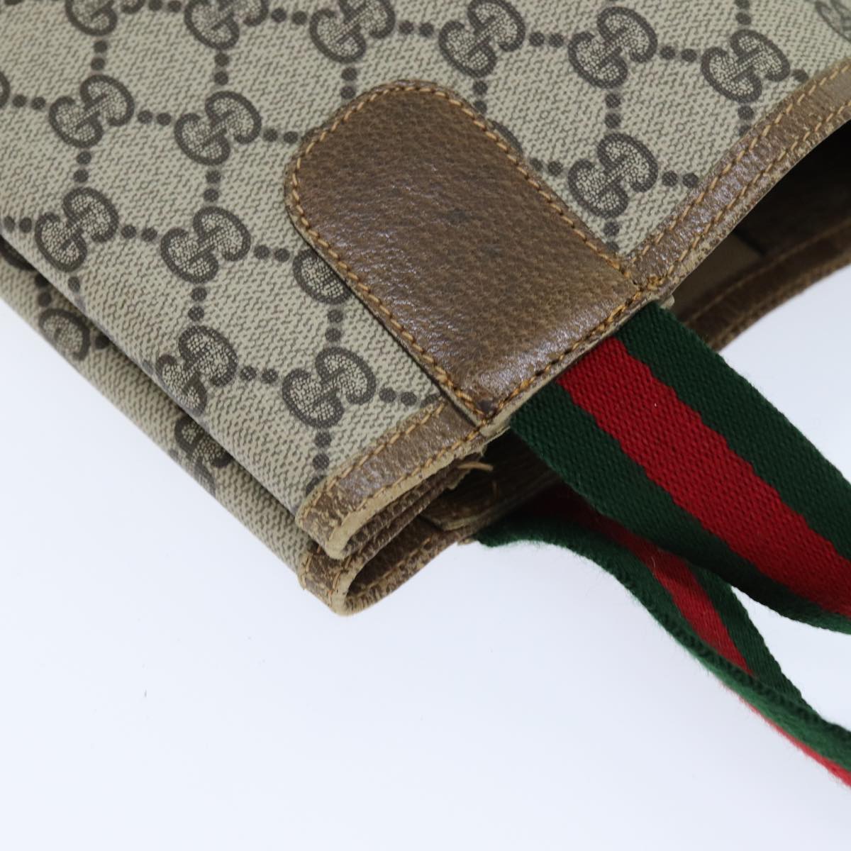 GUCCI GG Supreme Web Sherry Line Tote Bag Beige Red Green 001 080 494 73985