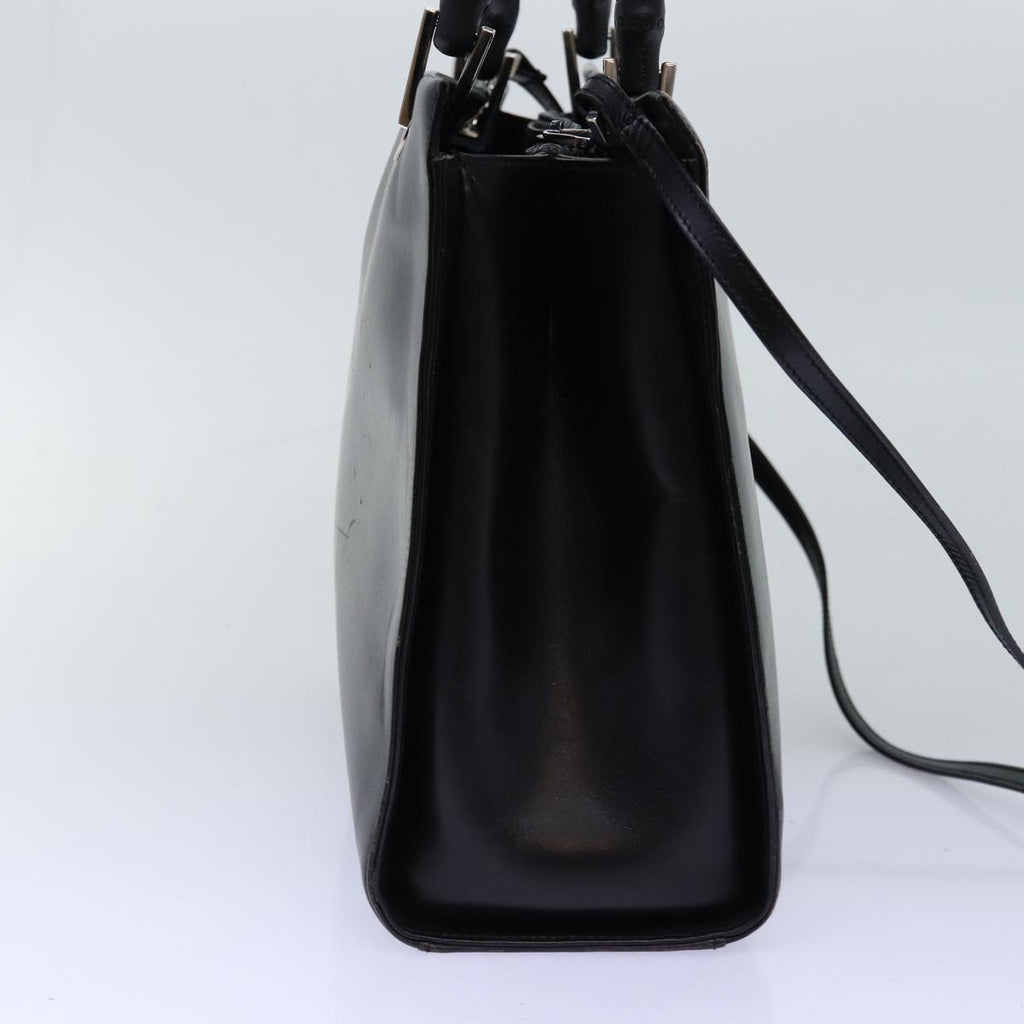 GUCCI Bamboo Hand Bag Leather 2way Black 73987
