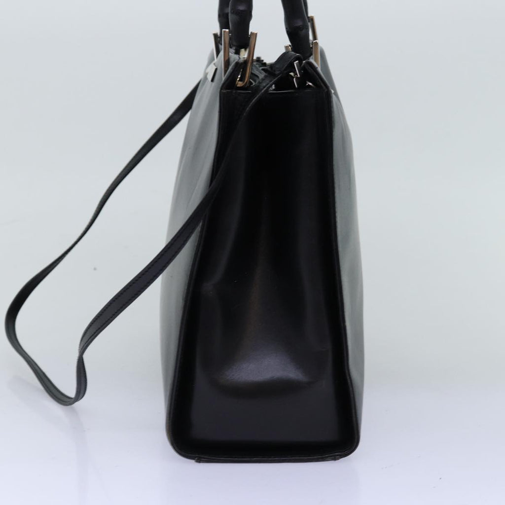 GUCCI Bamboo Hand Bag Leather 2way Black 73987