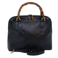 GUCCI Bamboo Hand Bag Leather 2way Navy 000 406 0289 73988