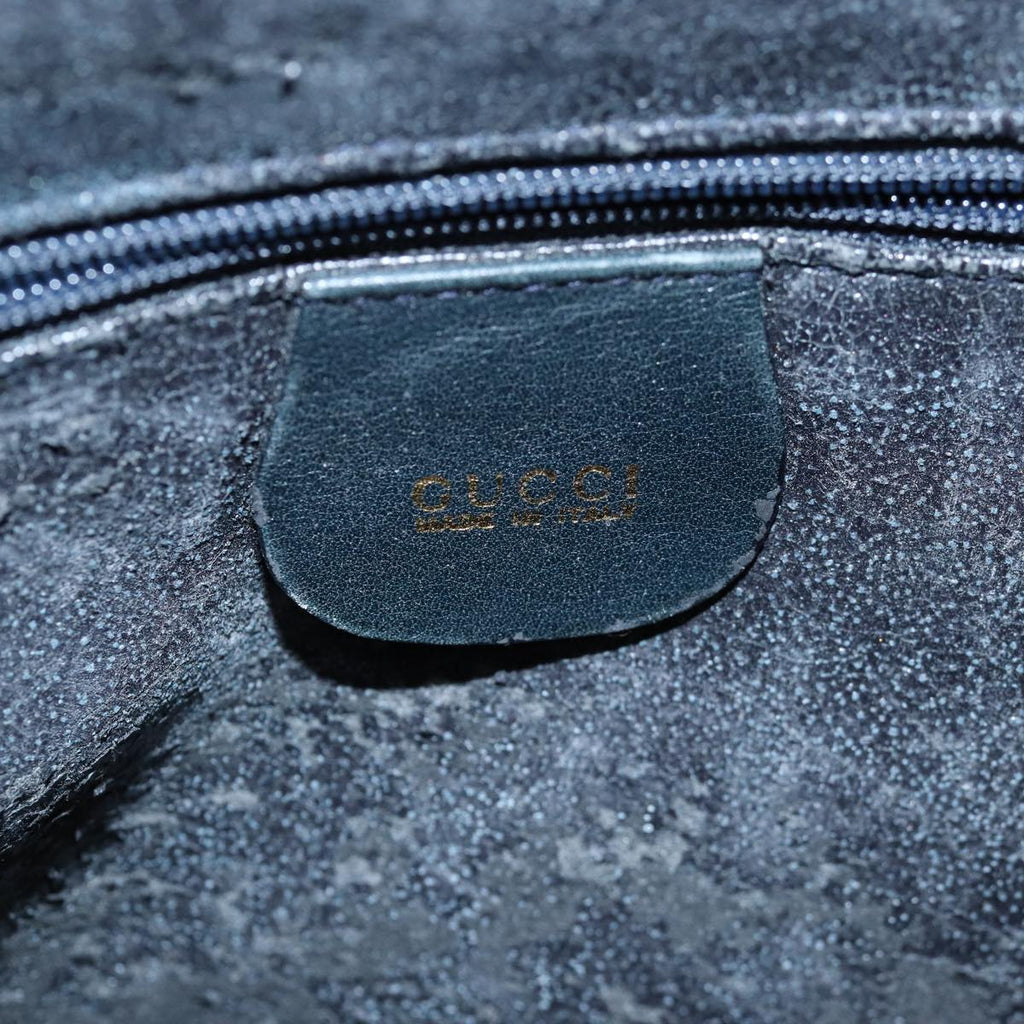 GUCCI Bamboo Hand Bag Leather 2way Navy 000 406 0289 73988
