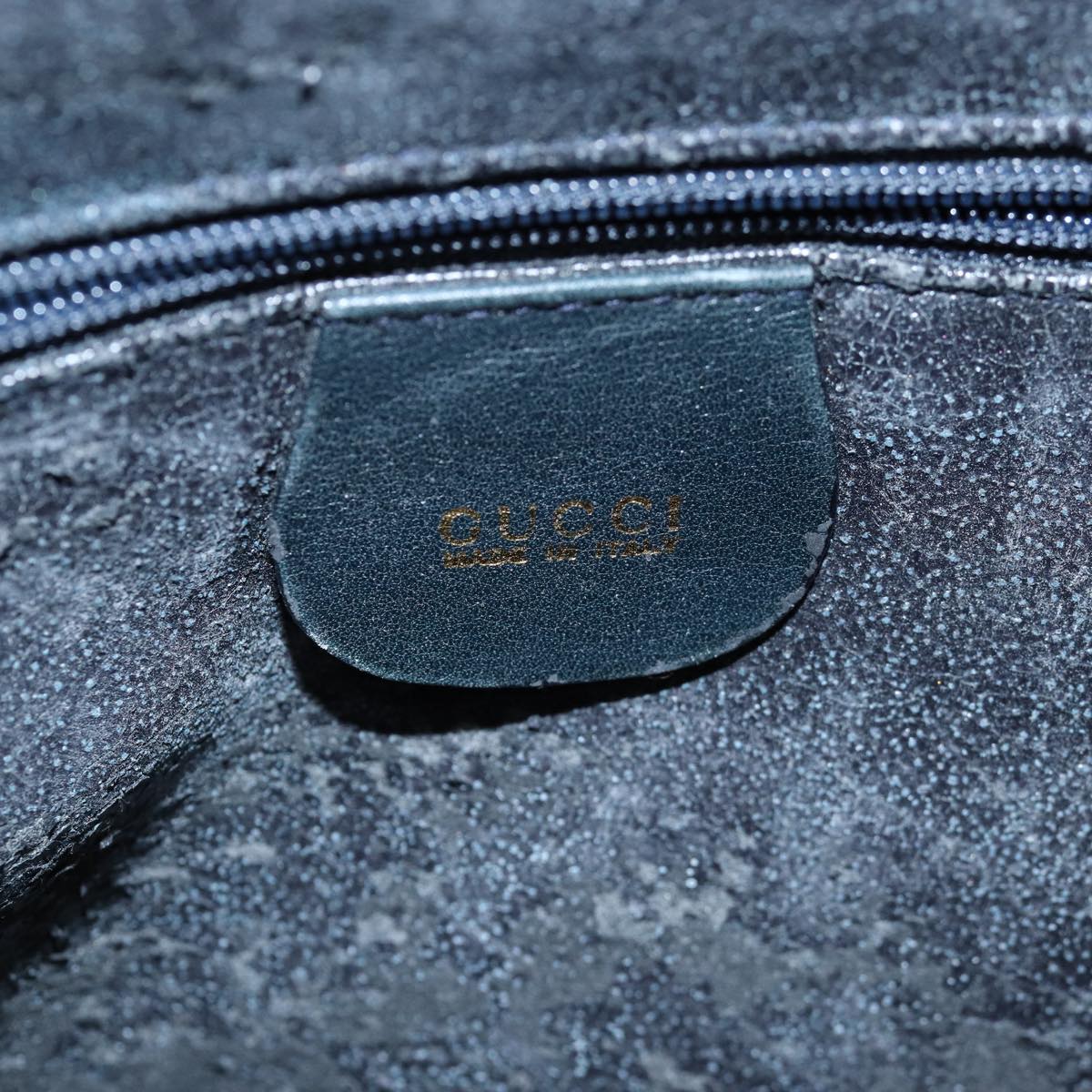 GUCCI Bamboo Hand Bag Leather 2way Navy 000 406 0289 73988