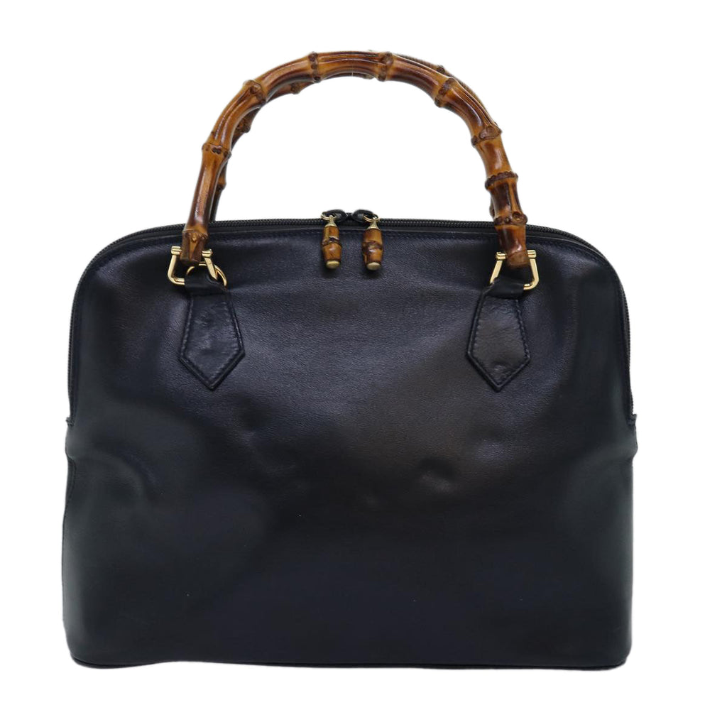 GUCCI Bamboo Hand Bag Leather 2way Navy 000 406 0289 73988