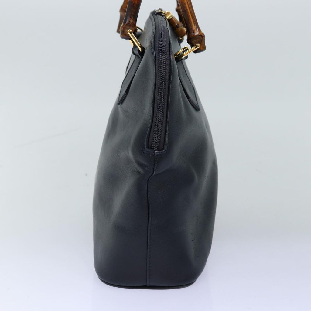 GUCCI Bamboo Hand Bag Leather 2way Navy 000 406 0289 73988