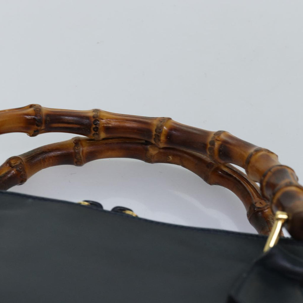 GUCCI Bamboo Hand Bag Leather 2way Navy 000 406 0289 73988