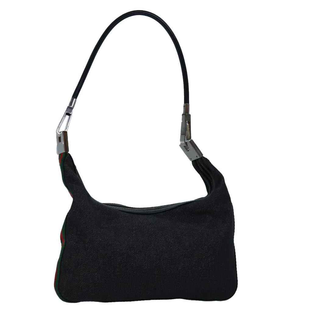 GUCCI Web Sherry Line Shoulder Bag Canvas Navy Red Green 01233 73992