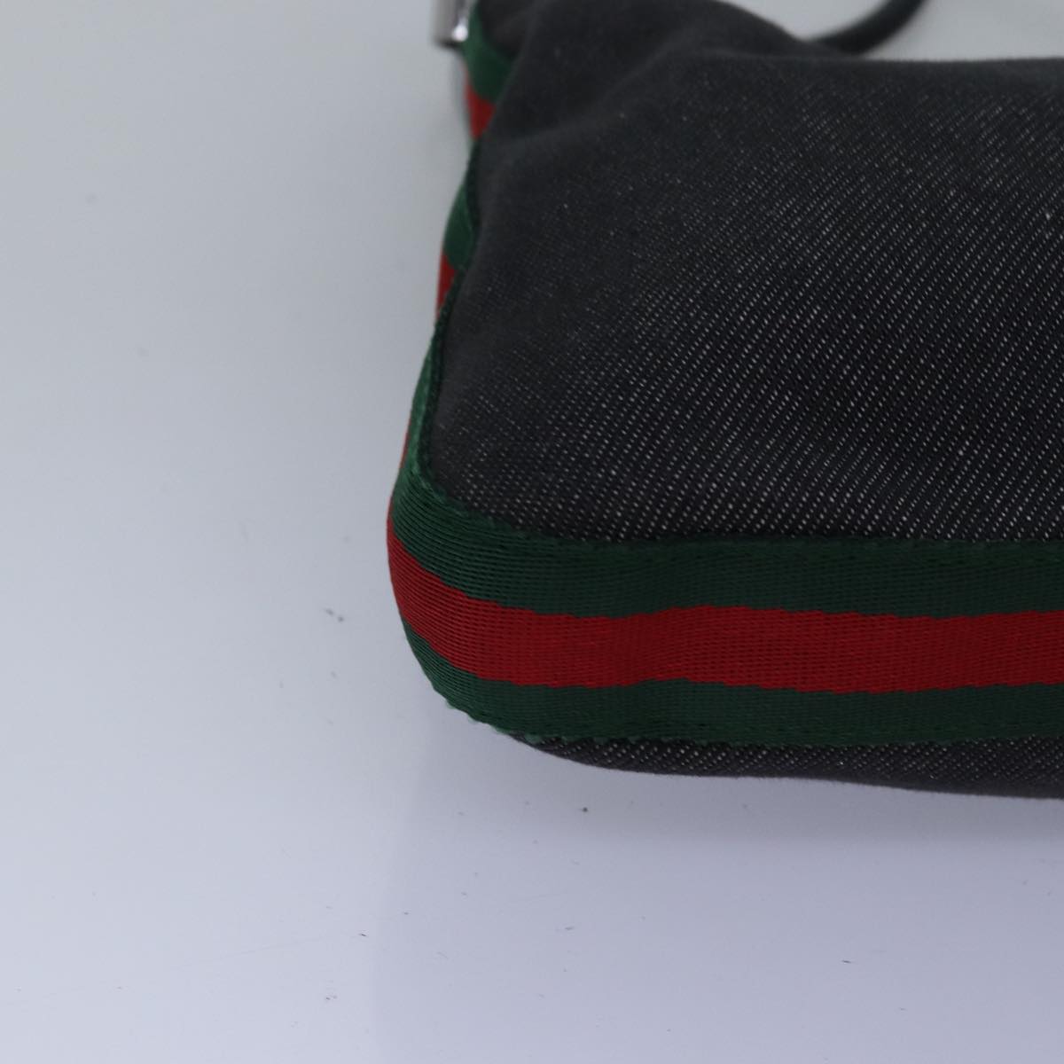 GUCCI Web Sherry Line Shoulder Bag Canvas Navy Red Green 01233 73992
