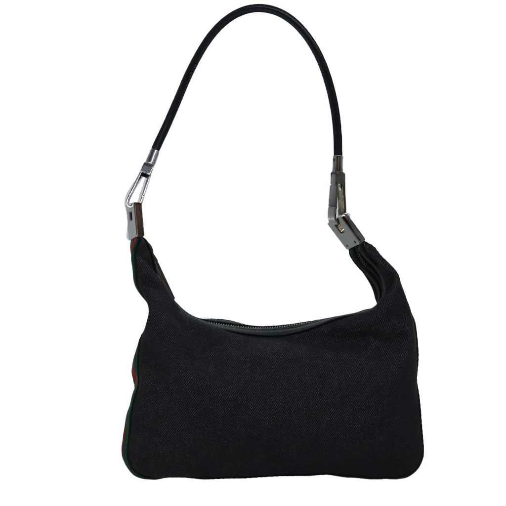GUCCI Web Sherry Line Shoulder Bag Canvas Navy Red Green 01233 73992