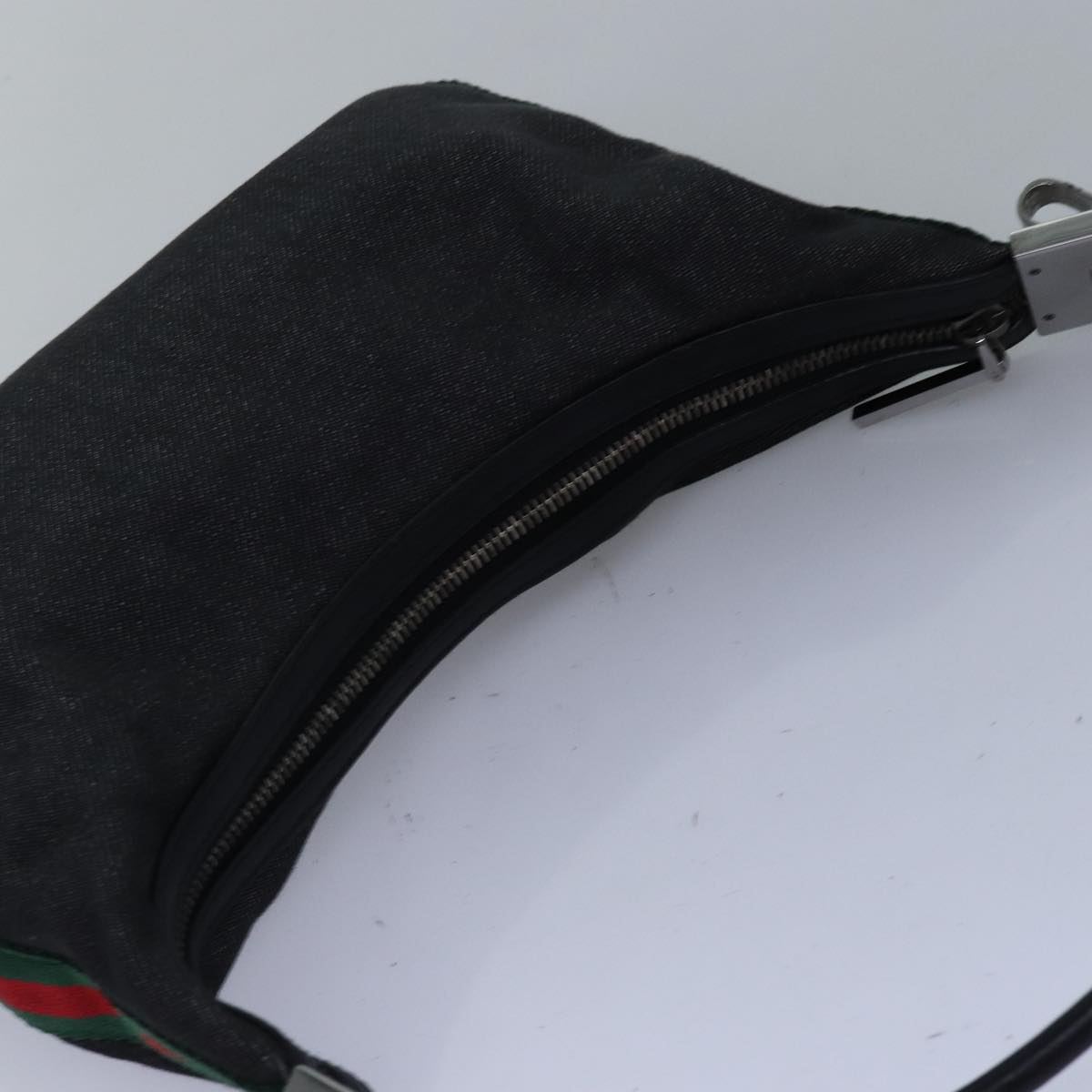 GUCCI Web Sherry Line Shoulder Bag Canvas Navy Red Green 01233 73992