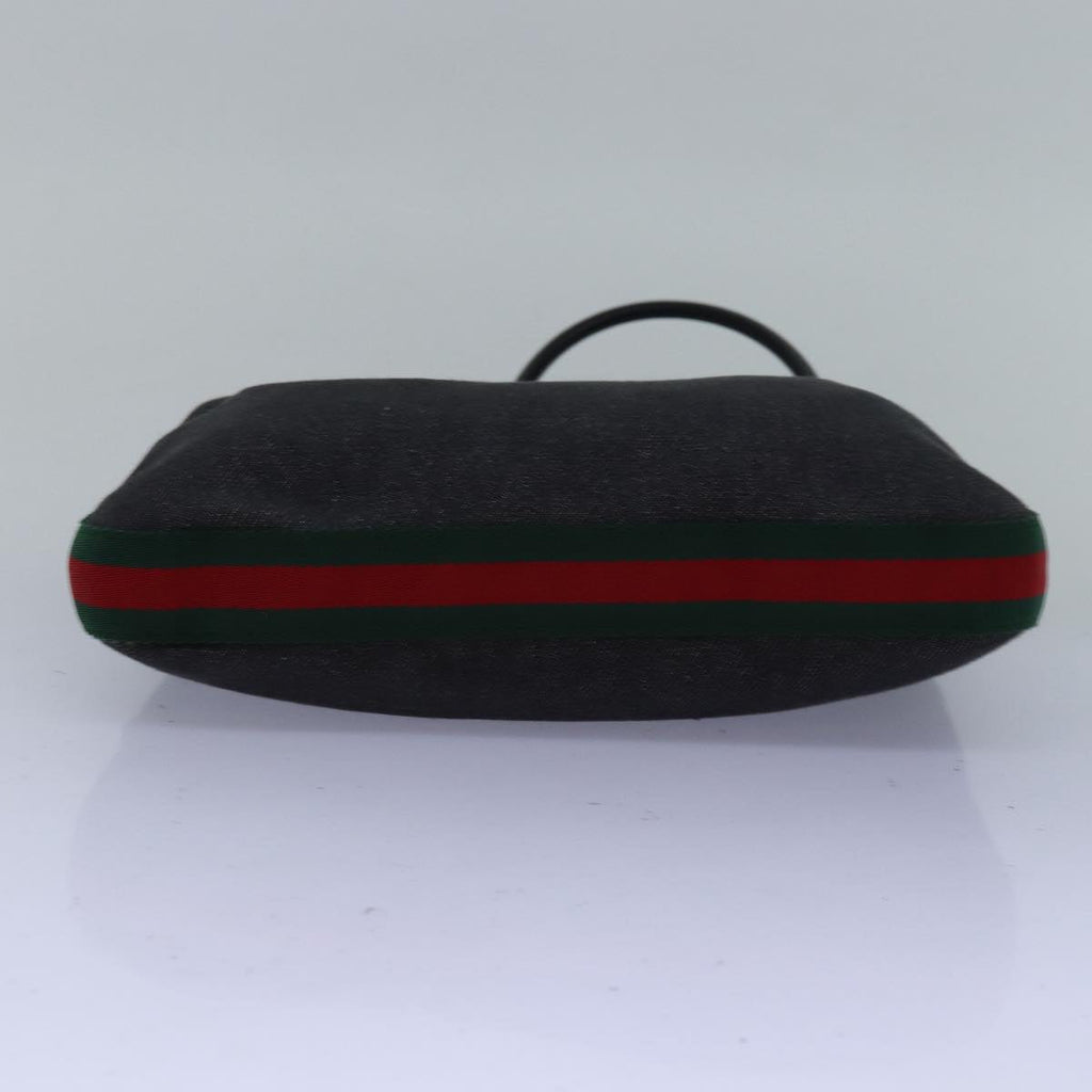 GUCCI Web Sherry Line Shoulder Bag Canvas Navy Red Green 01233 73992