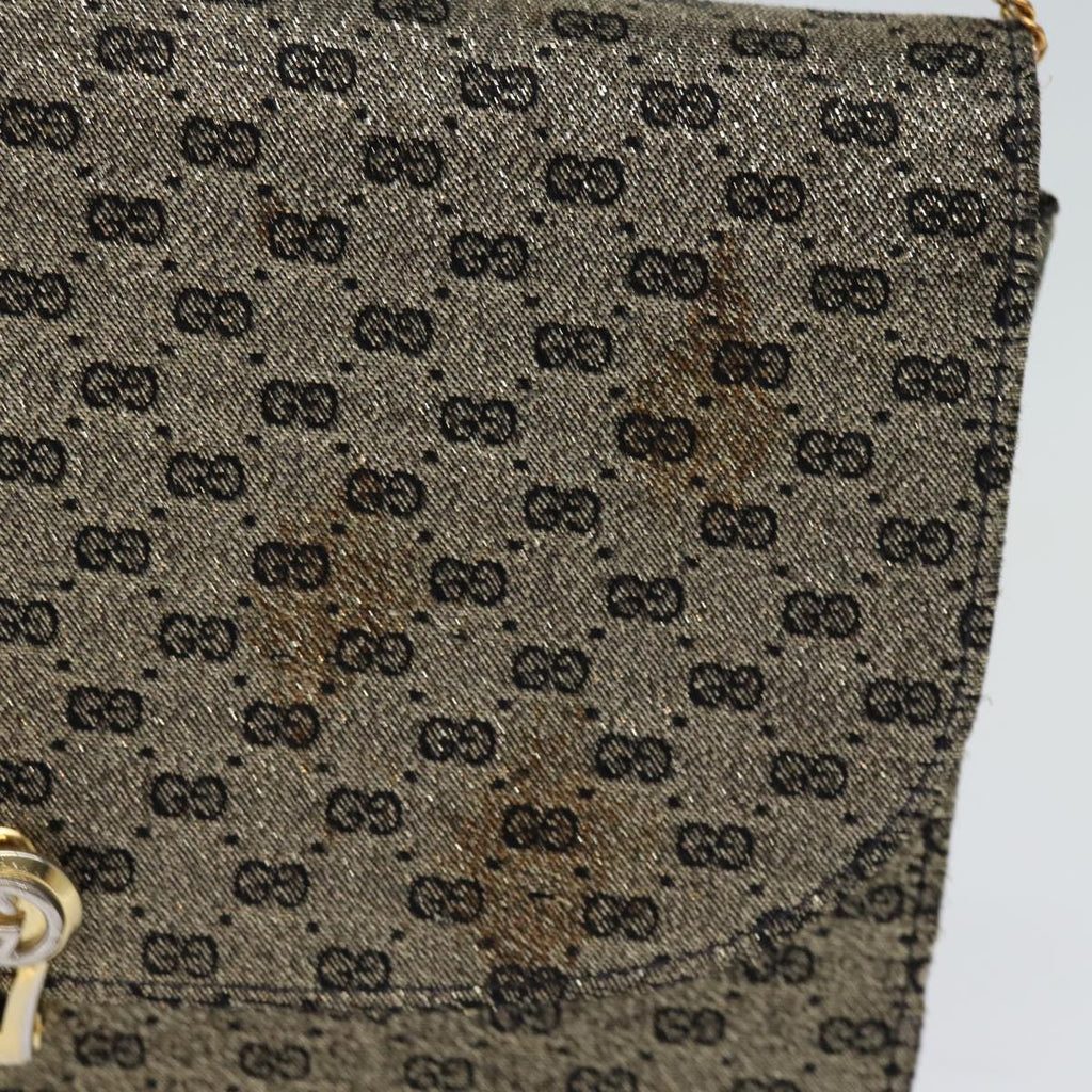 GUCCI Micro GG Canvas Chain Shoulder Bag Gold 73994