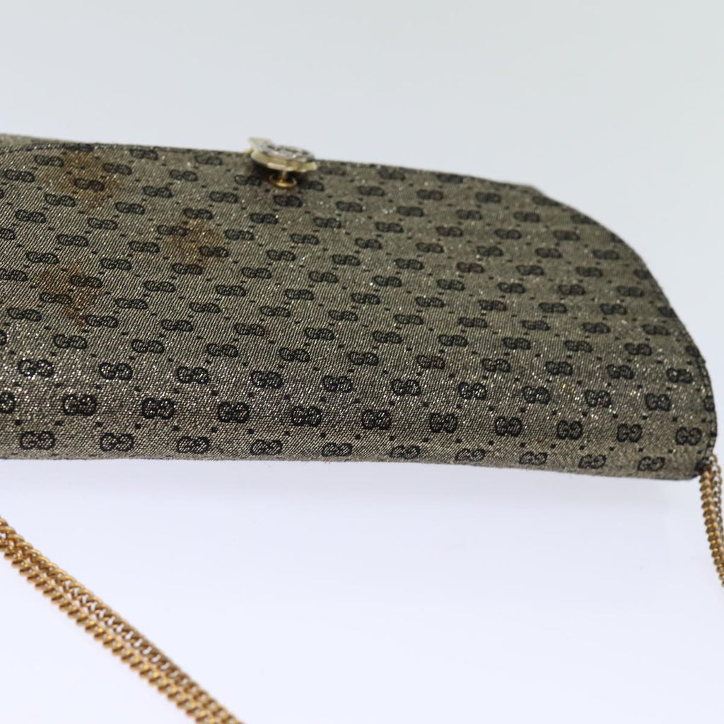 GUCCI Micro GG Canvas Chain Shoulder Bag Gold 73994