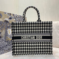 GLAMI Large Book Tote Black Houndstooth Embroidery, Black/White, For Women WomenÃ¢â‚¬â„¢s Handbags, Shoulder Bags, 42cm CD