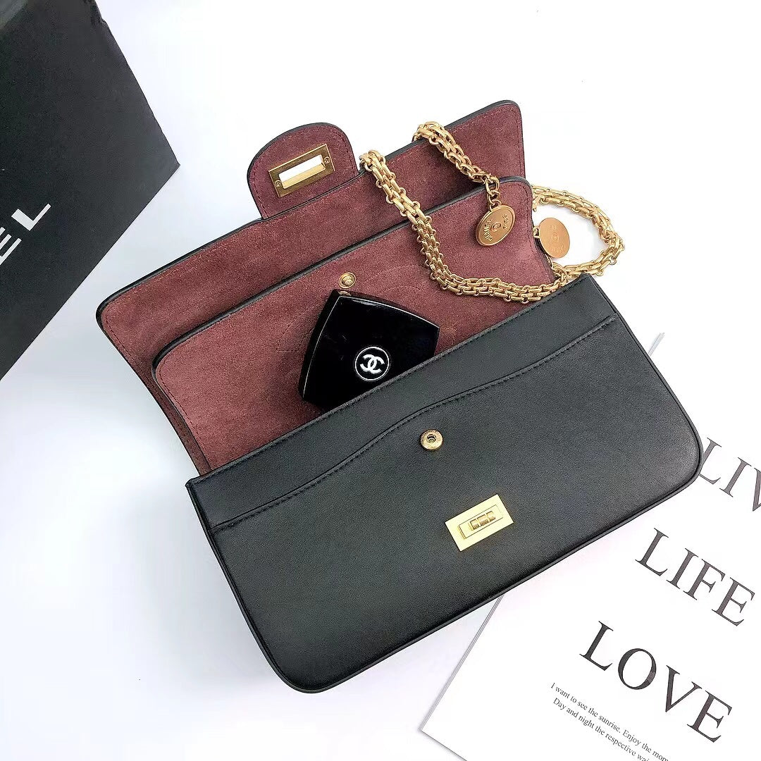 CHLMaroon Medallion Nude Reissue 2.55 Classic 225 Flap Black Bag For Women 24cm/9.4in
