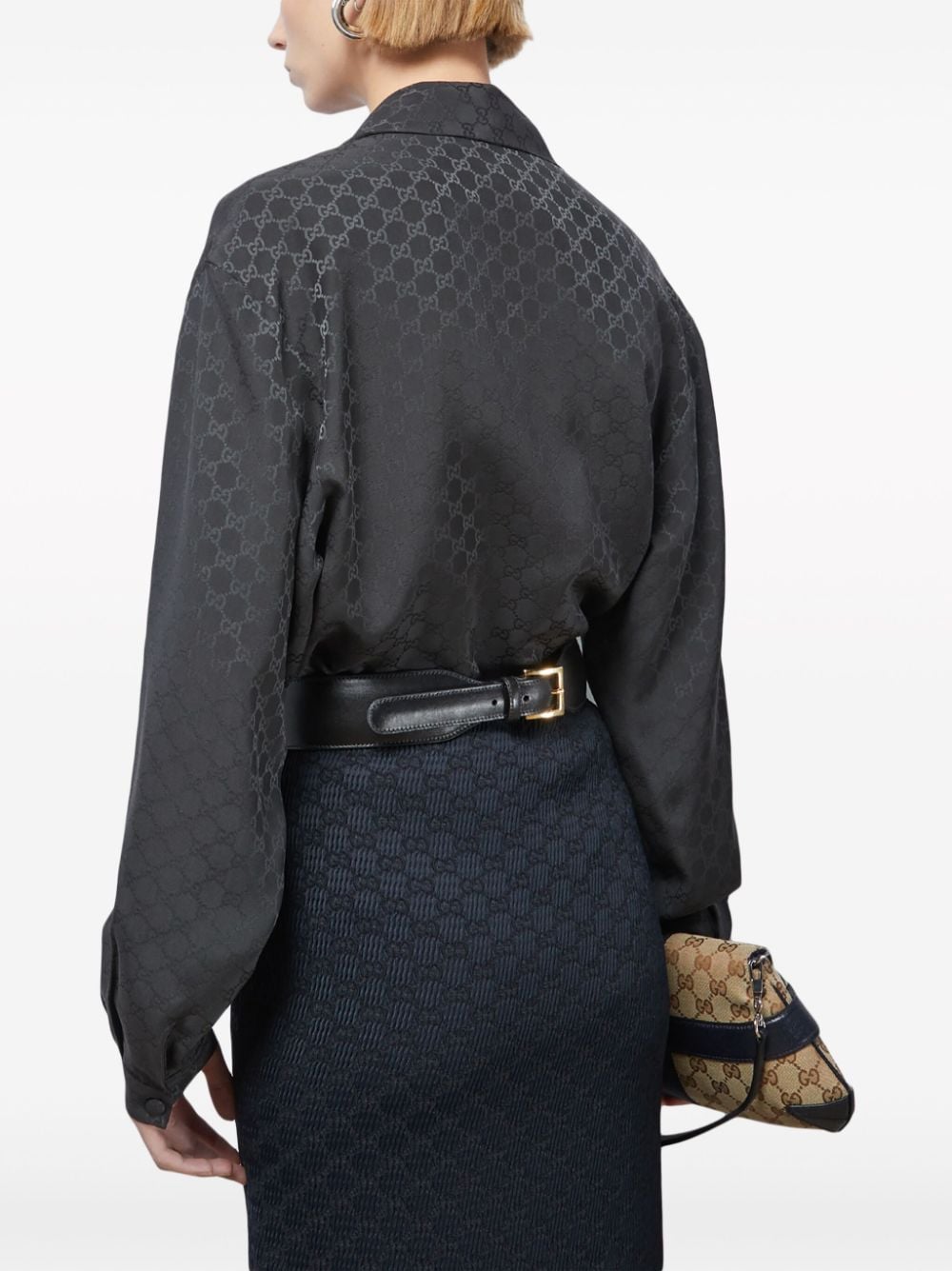 GUCCI Elegant Printed Silk Blouse with Front Bow
