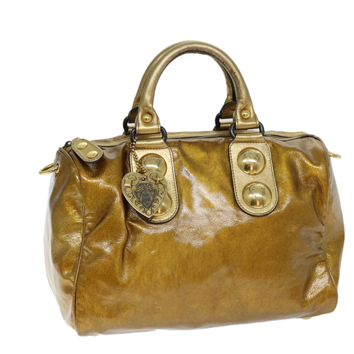 GUCCI Hand Bag Enamel Bronze 207297 74097