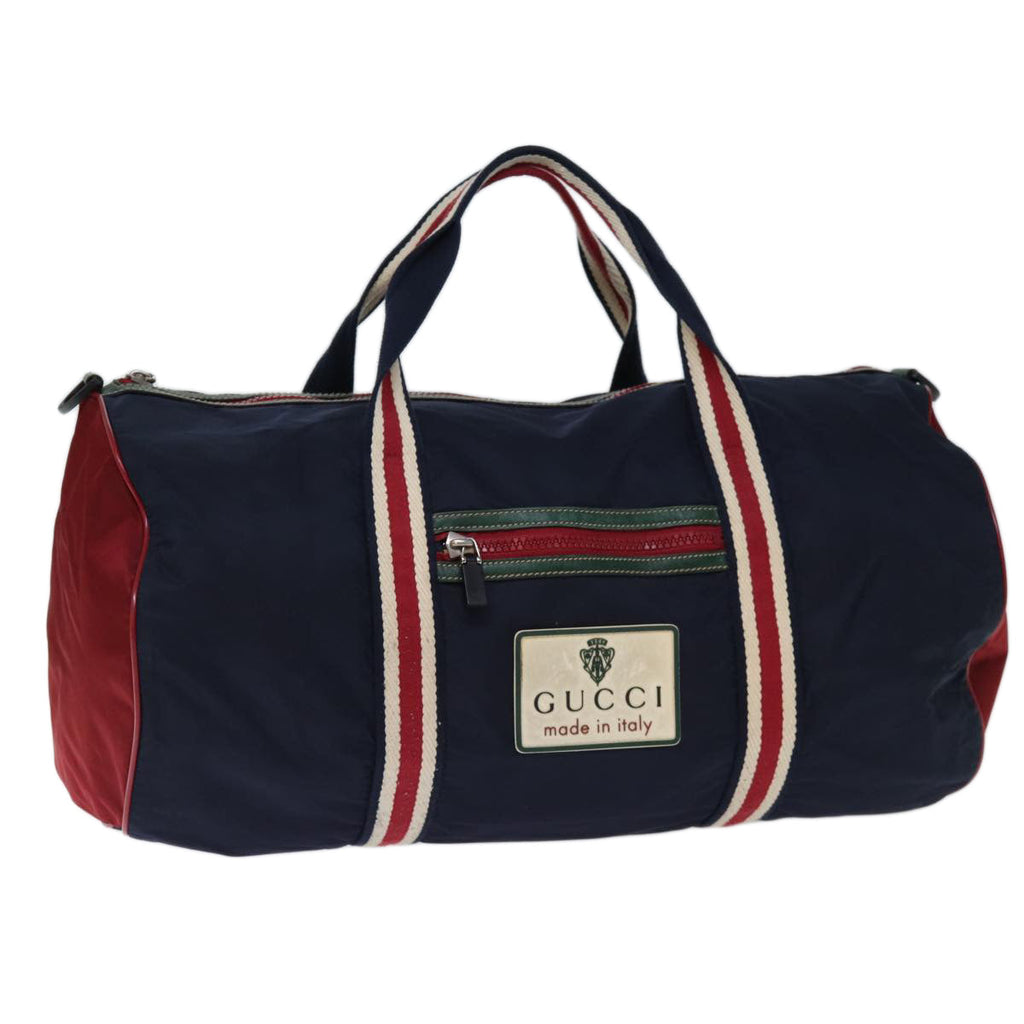 GUCCI Boston Bag Nylon Navy Red Green 189655 74103
