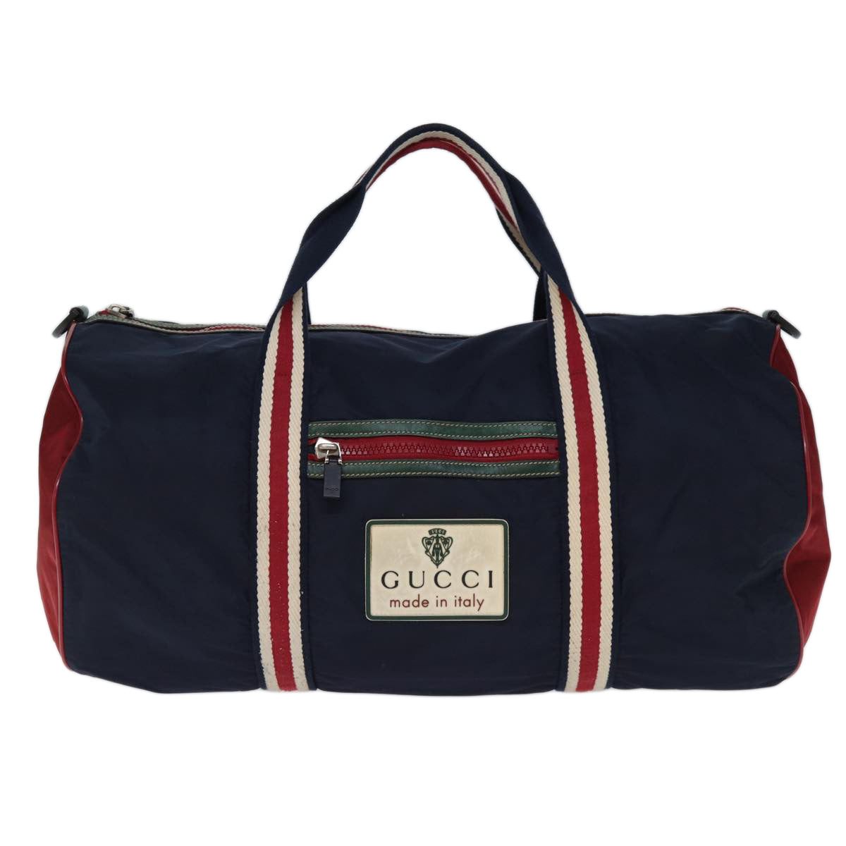 GUCCI Boston Bag Nylon Navy Red Green 189655 74103