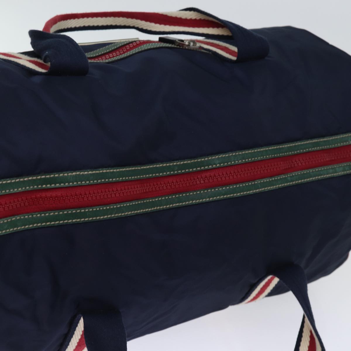 GUCCI Boston Bag Nylon Navy Red Green 189655 74103