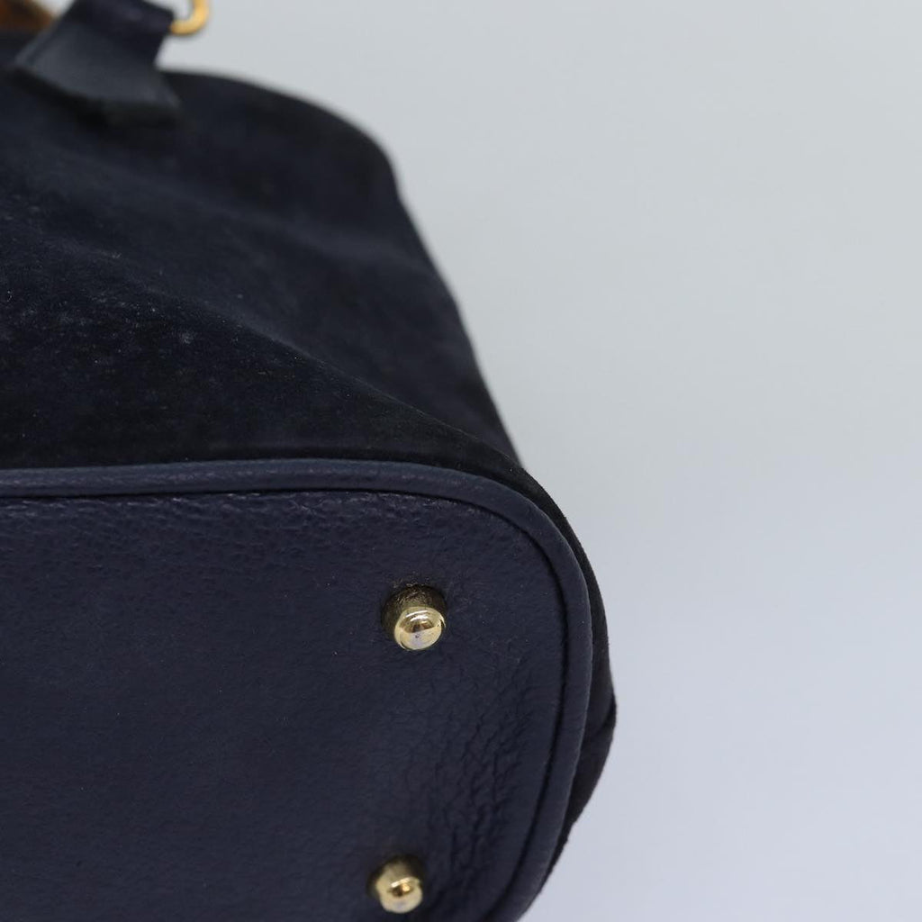 GUCCI Bamboo Hand Bag Suede 2way Navy 000 1274 0290 74230