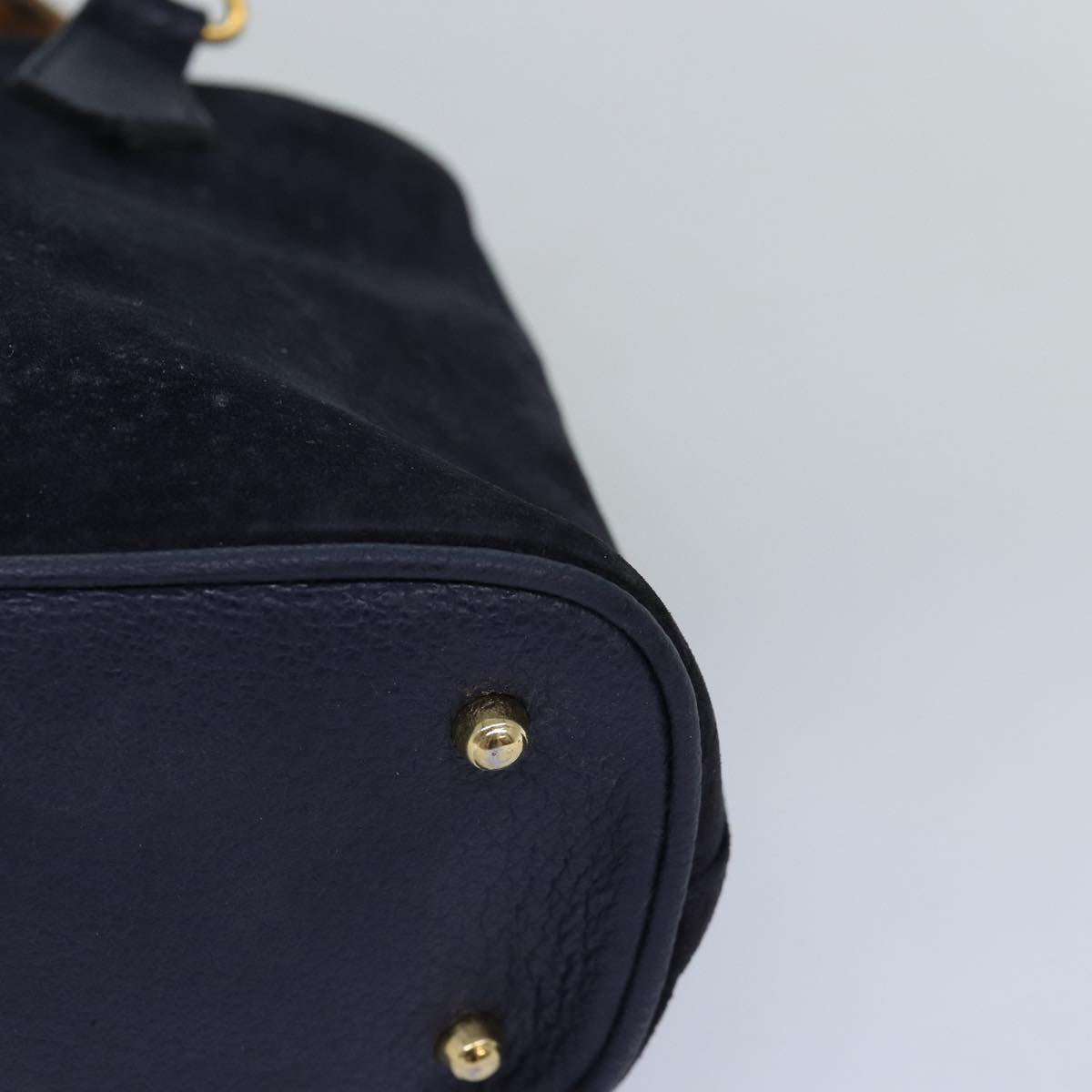 GUCCI Bamboo Hand Bag Suede 2way Navy 000 1274 0290 74230