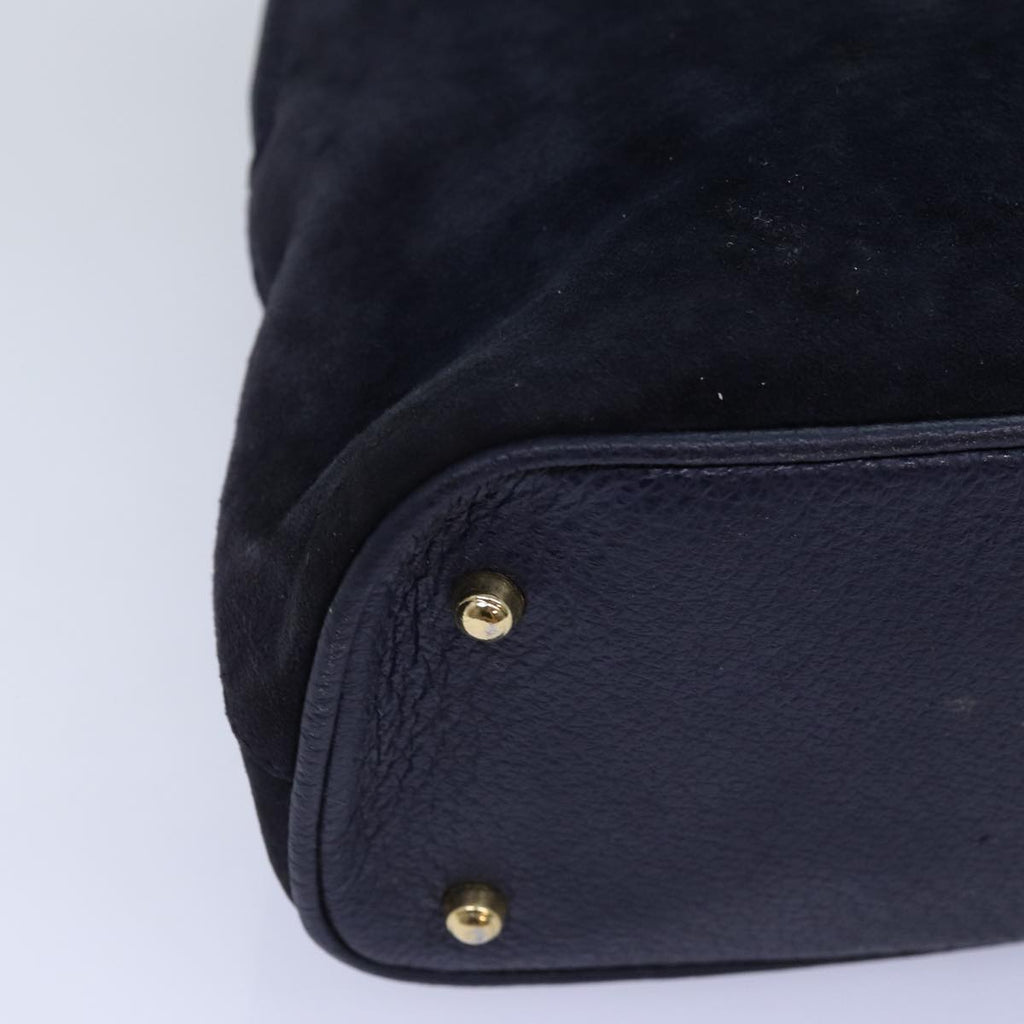 GUCCI Bamboo Hand Bag Suede 2way Navy 000 1274 0290 74230