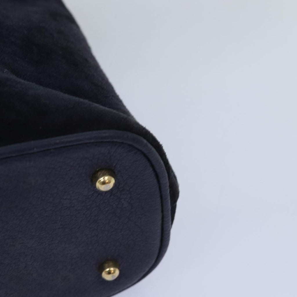 GUCCI Bamboo Hand Bag Suede 2way Navy 000 1274 0290 74230