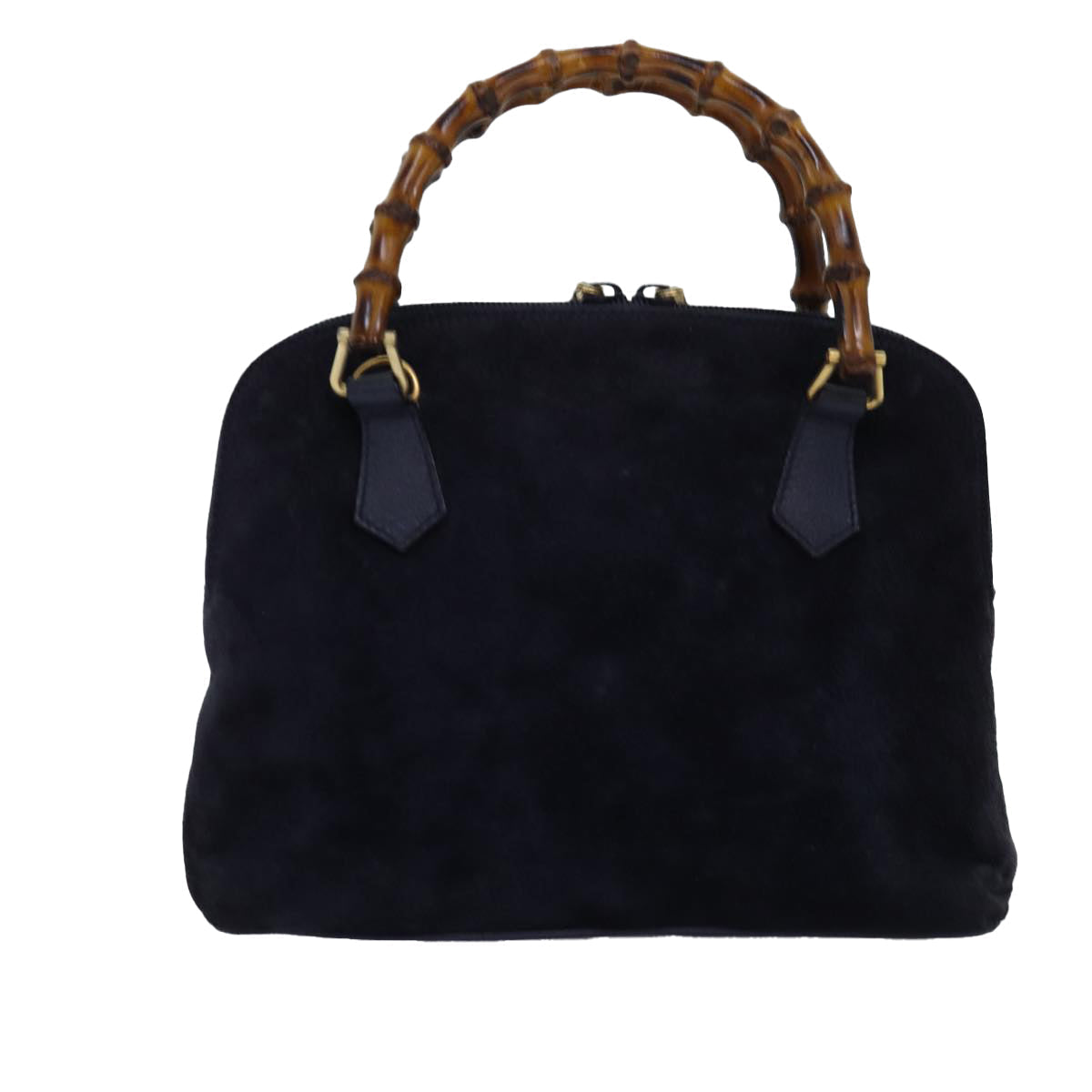 GUCCI Bamboo Hand Bag Suede 2way Navy 000 1274 0290 74230