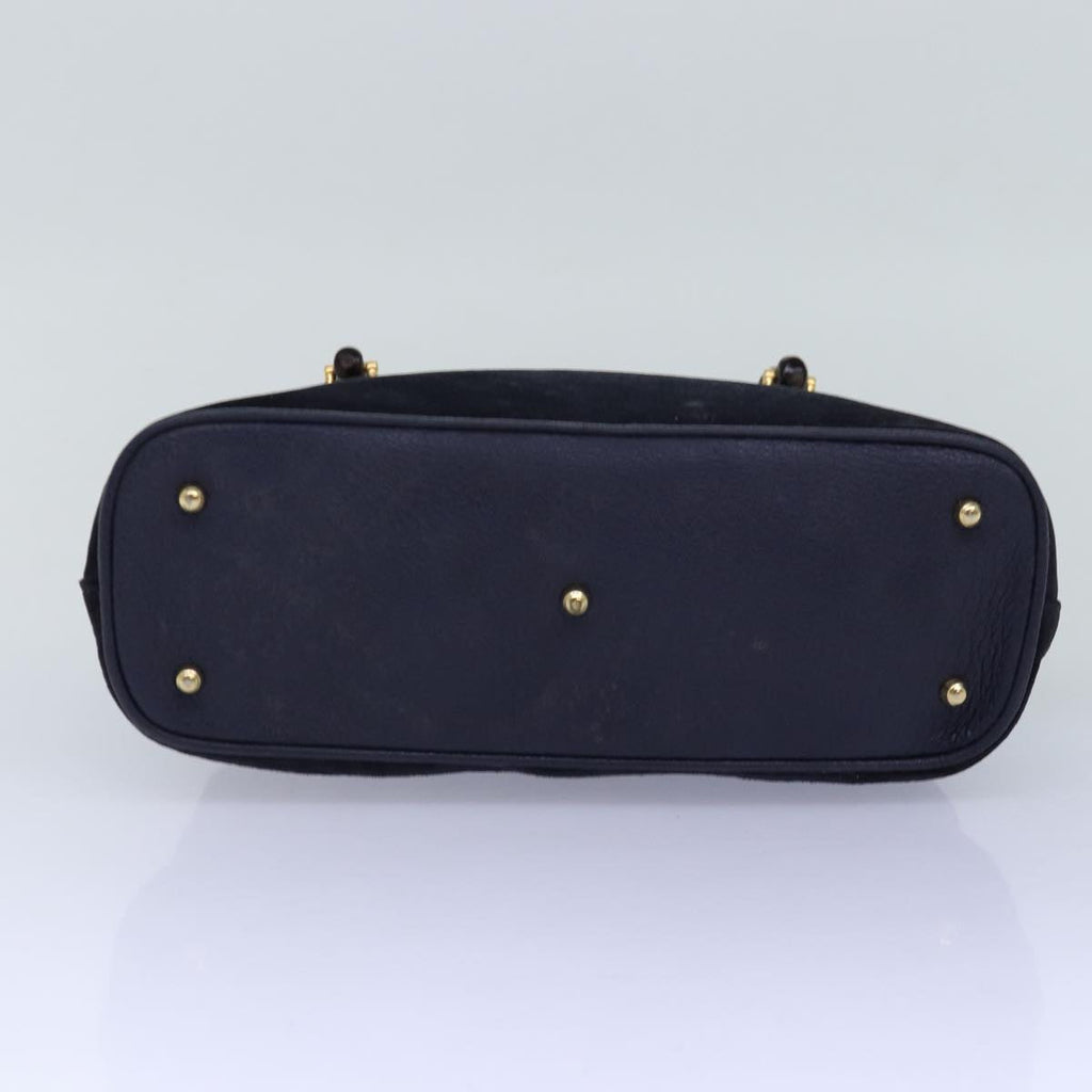 GUCCI Bamboo Hand Bag Suede 2way Navy 000 1274 0290 74230